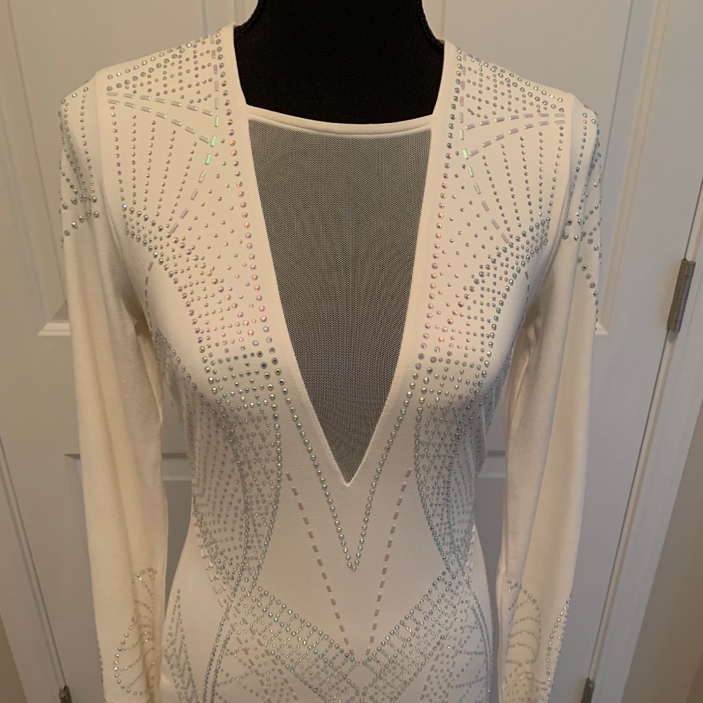 Bebe Long Sleeve White Dress